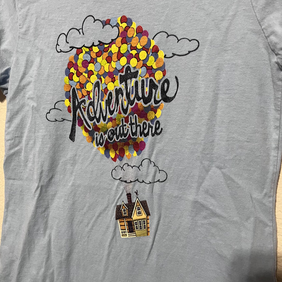 DISNEY PIXAR UP Adventure is out There Womens T-SHIRT Baby Tee S light blue - Picture 2 of 5